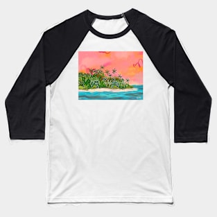 When You Weren't: a Tropical Island Abstract Illustration Baseball T-Shirt